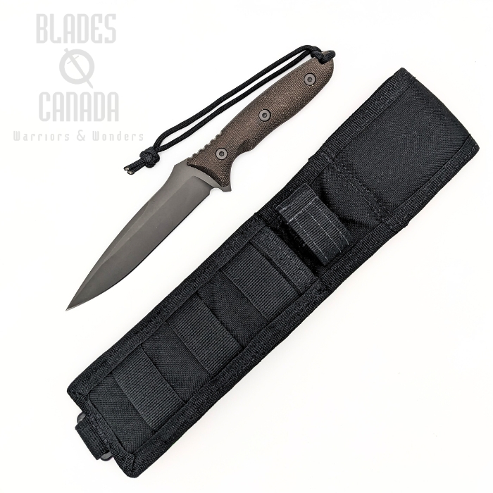 Spartan Moros Fighter Fixed Blade Knife, S35VN Black, Micarta Green, Nylon Black Sheath